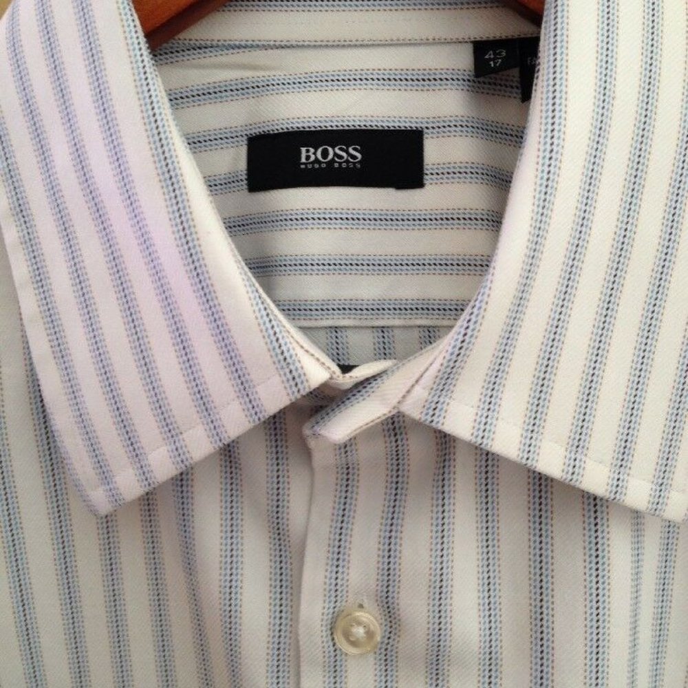 Hugo Boss Blue Stripe Dress Shirt US 17/ EU 43 XL